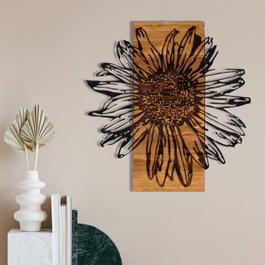 Wallity Daisy - Escultura de pared en Negro y Nogal